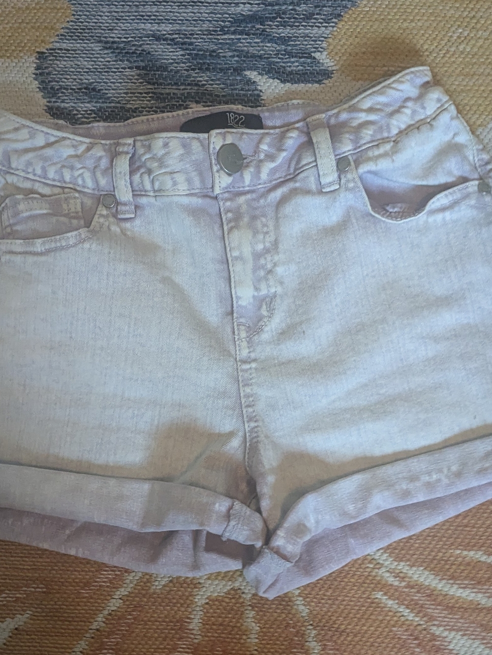 1822 Denim Pastel Lavender High-Rise Cuffed Jean Shorts